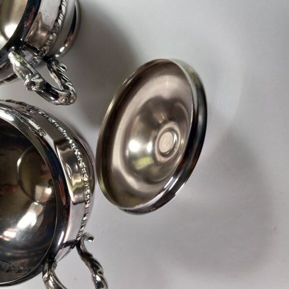 Silver Plated Cream & Sugar Service Vintage Viking Plate EP on Brass Hollowware - Picture 6 of 14